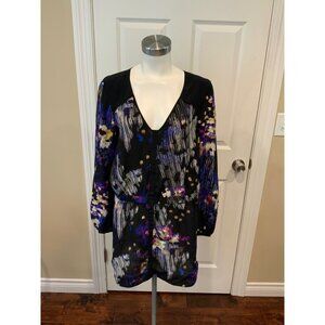 Leifsdottir Multicolor Splatter Print 100% Silk Dress, Size 6